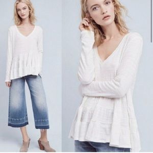 Anthropologie Deletta Peplum white v neck